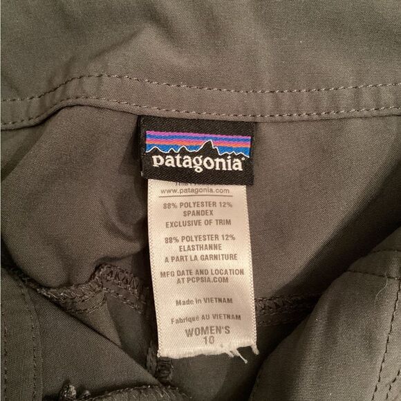 PATAGONIA SIZE 10 GRAY POLYESTER SPANDEX CROPPED PANTS HIKING CAMPING - Picture 8 of 8